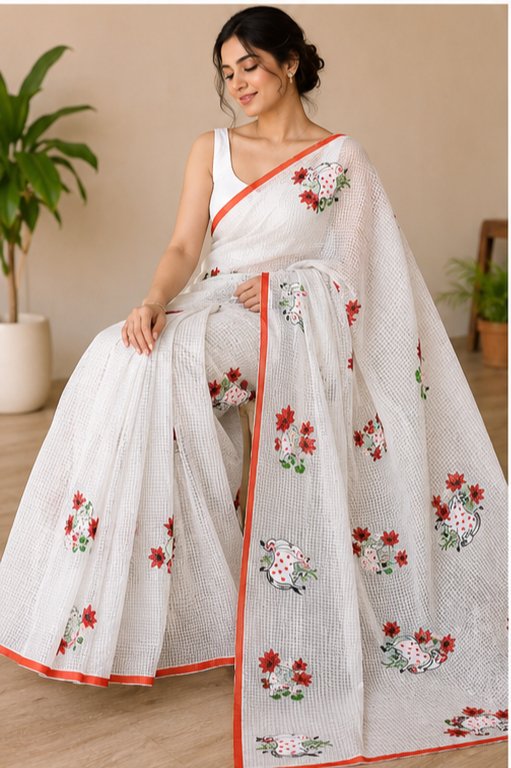 RESHAM KOTA WITH RED PICHWAI STITCH - View 2
