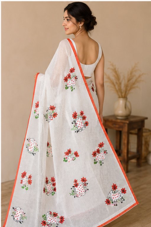 RESHAM KOTA WITH RED PICHWAI STITCH - View 3