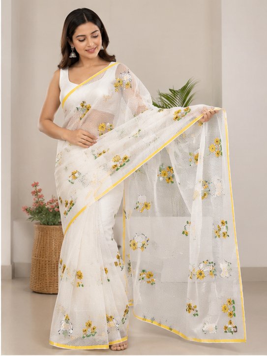 RESHAM KOTA WITH YELLOW PICHWAI STITCH