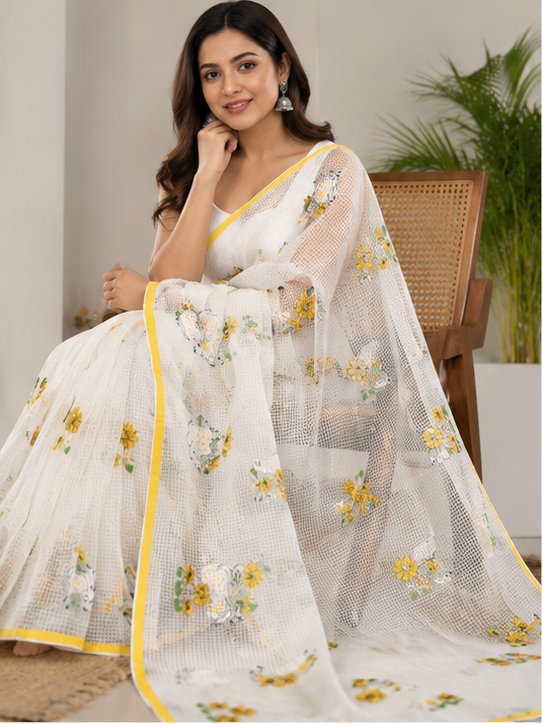 RESHAM KOTA WITH YELLOW PICHWAI STITCH - View 4