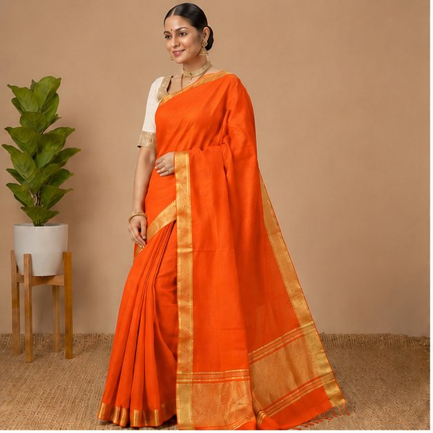 MANGALGIRI / NIZAM BORDER COTTON SAREE - View 51