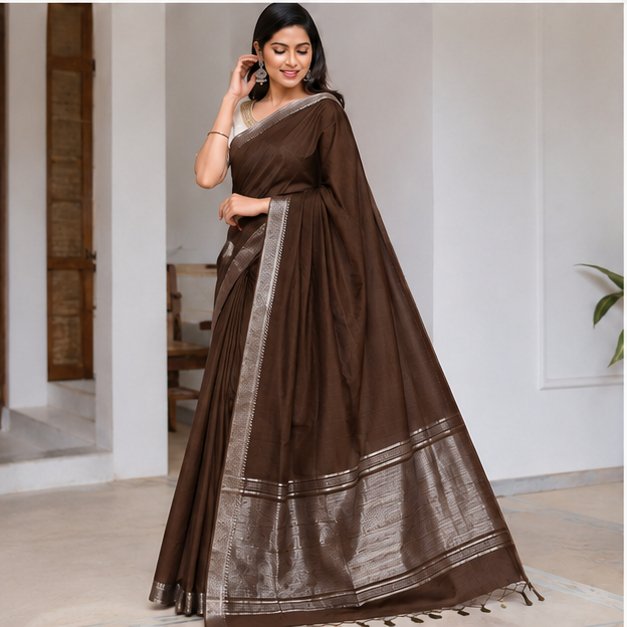 MANGALGIRI / NIZAM BORDER COTTON SAREE - View 56