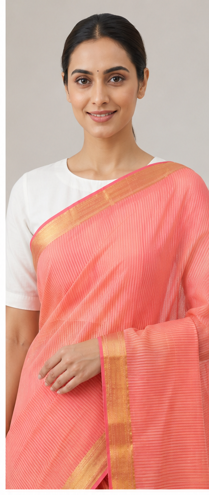MANGALGIRI NIZAM BORDER MISSING CHECK COTTON SAREE - View 10