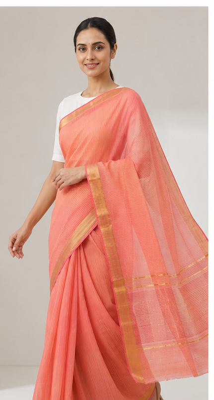MANGALGIRI NIZAM BORDER MISSING CHECK COTTON SAREE - View 11