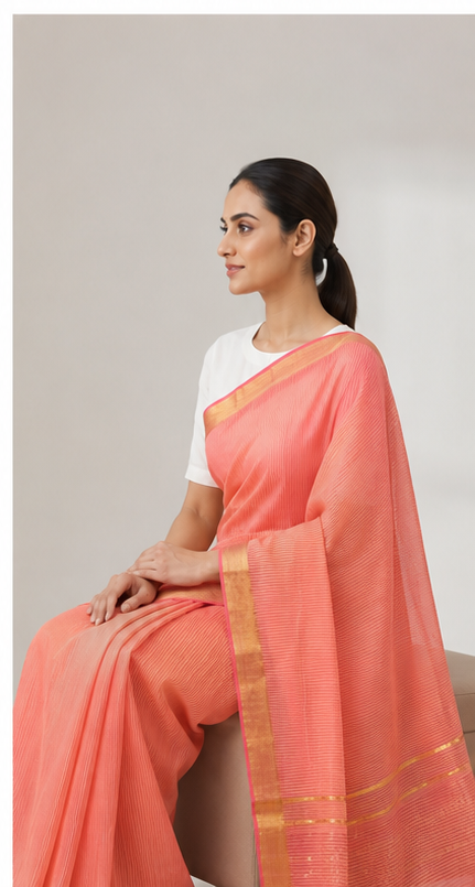 MANGALGIRI NIZAM BORDER MISSING CHECK COTTON SAREE - View 12