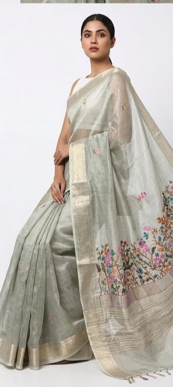 TISSUE SAREE WITH HAND EMBROIDERY WORK - View 7