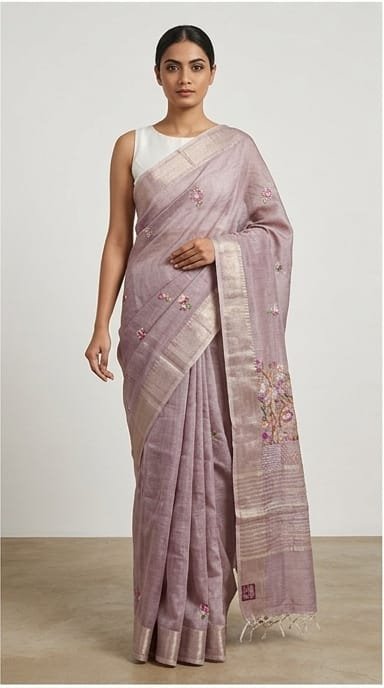 TISSUE SAREE WITH HAND EMBROIDERY WORK - View 17