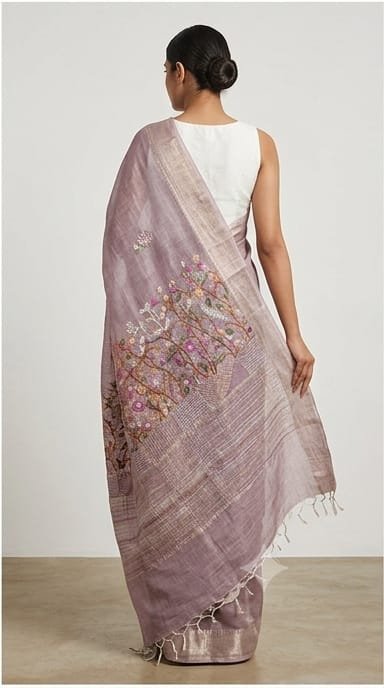 TISSUE SAREE WITH HAND EMBROIDERY WORK - View 18