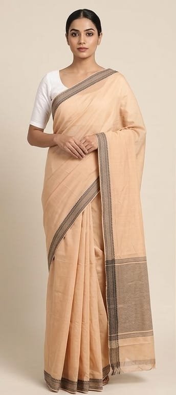 MANGALGIRI NIZAM COTTON BORDER SAREE - View 7