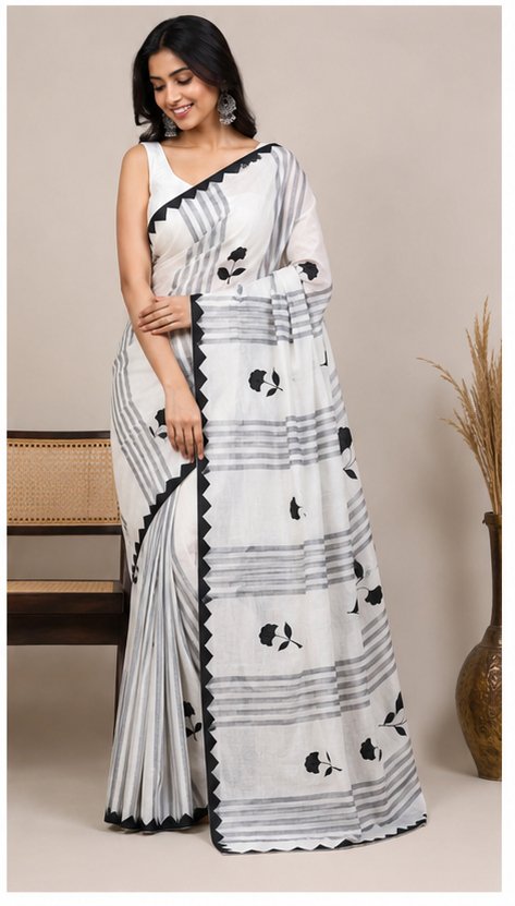 DHANIAKHALI COTTON APPLICK SAREE