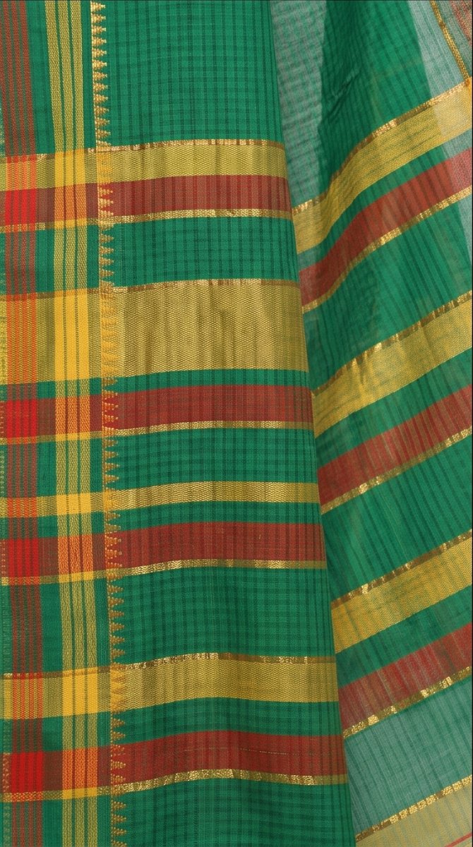MANGALGIRI 6 LINE ZARI BORDER COTTON SAREE - View 13