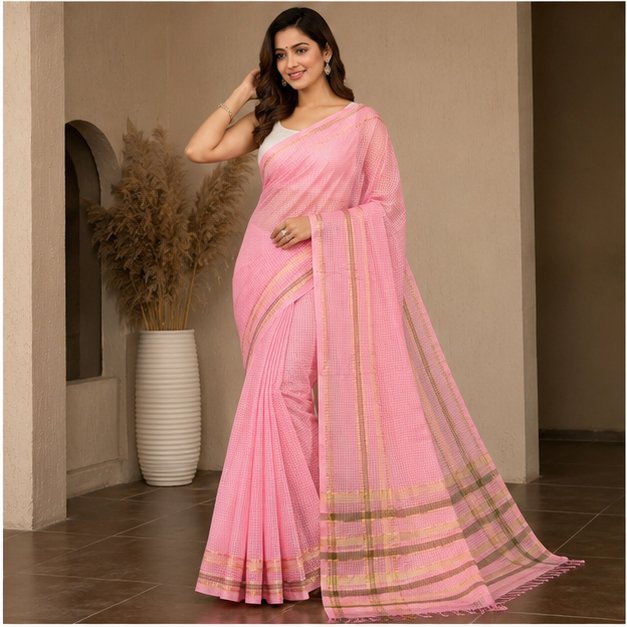 MANGALGIRI 6 LINE ZARI BORDER COTTON SAREE - View 21