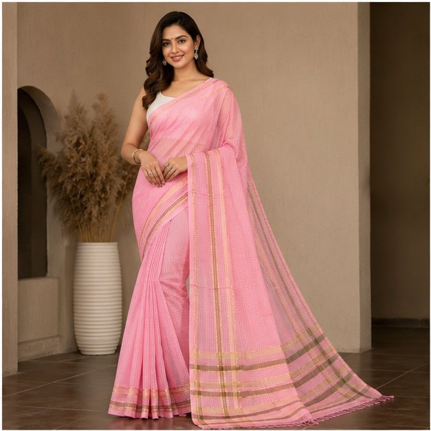 MANGALGIRI 6 LINE ZARI BORDER COTTON SAREE - View 23