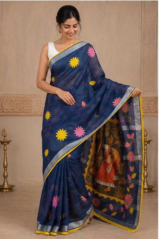 DESIGNER BATIK POSTER ON COTTON SAREE - View 8