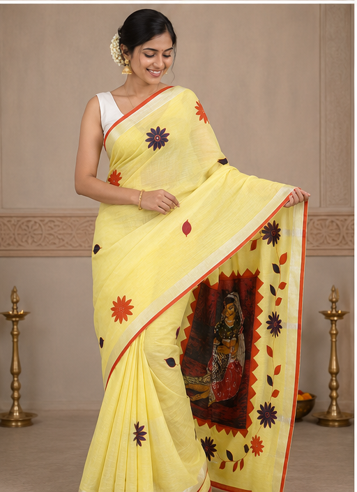 DESIGNER BATIK POSTER ON COTTON SAREE - View 11