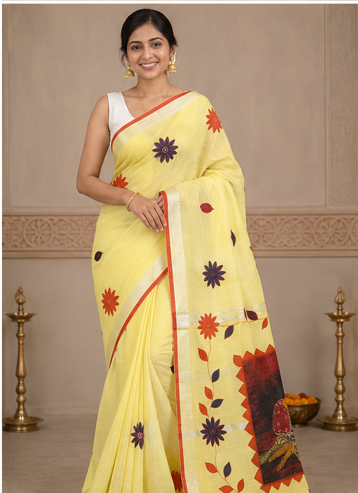 DESIGNER BATIK POSTER ON COTTON SAREE - View 12