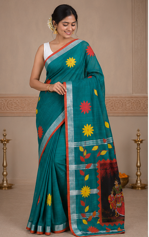 DESIGNER BATIK POSTER ON COTTON SAREE - View 13