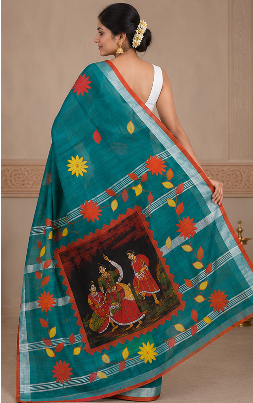 DESIGNER BATIK POSTER ON COTTON SAREE - View 14
