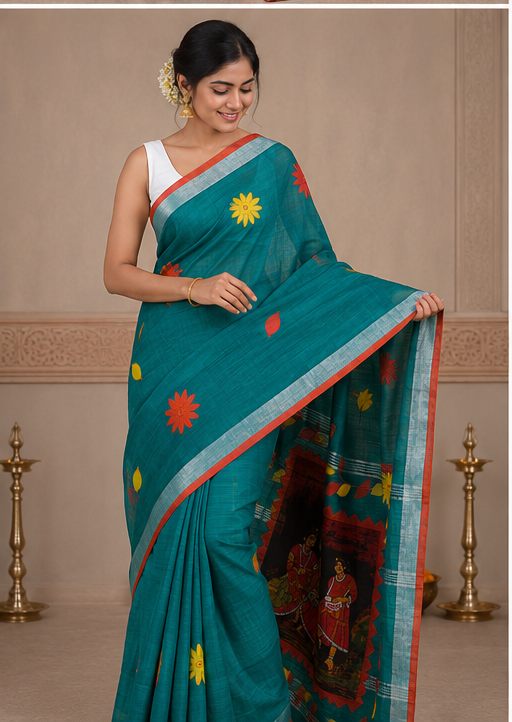 DESIGNER BATIK POSTER ON COTTON SAREE - View 15