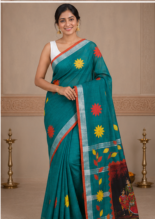 DESIGNER BATIK POSTER ON COTTON SAREE - View 16