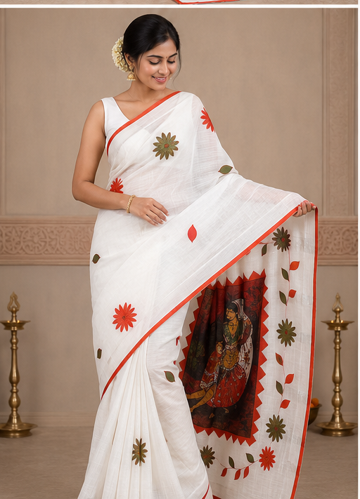 DESIGNER BATIK POSTER ON COTTON SAREE - View 19