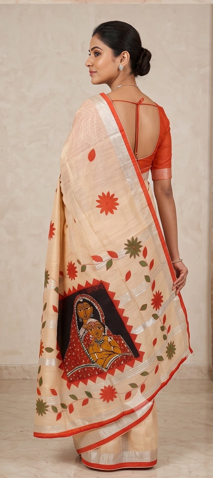 DESIGNER BATIK POSTER ON COTTON SAREE - View 21