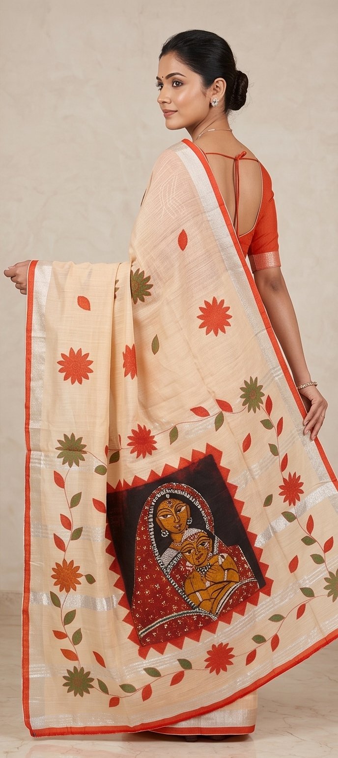 DESIGNER BATIK POSTER ON COTTON SAREE - View 23
