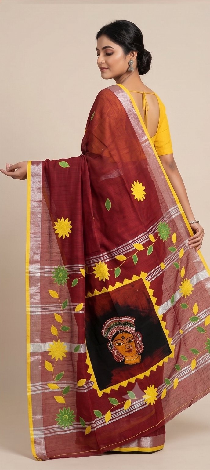 DESIGNER BATIK POSTER ON COTTON SAREE - View 28
