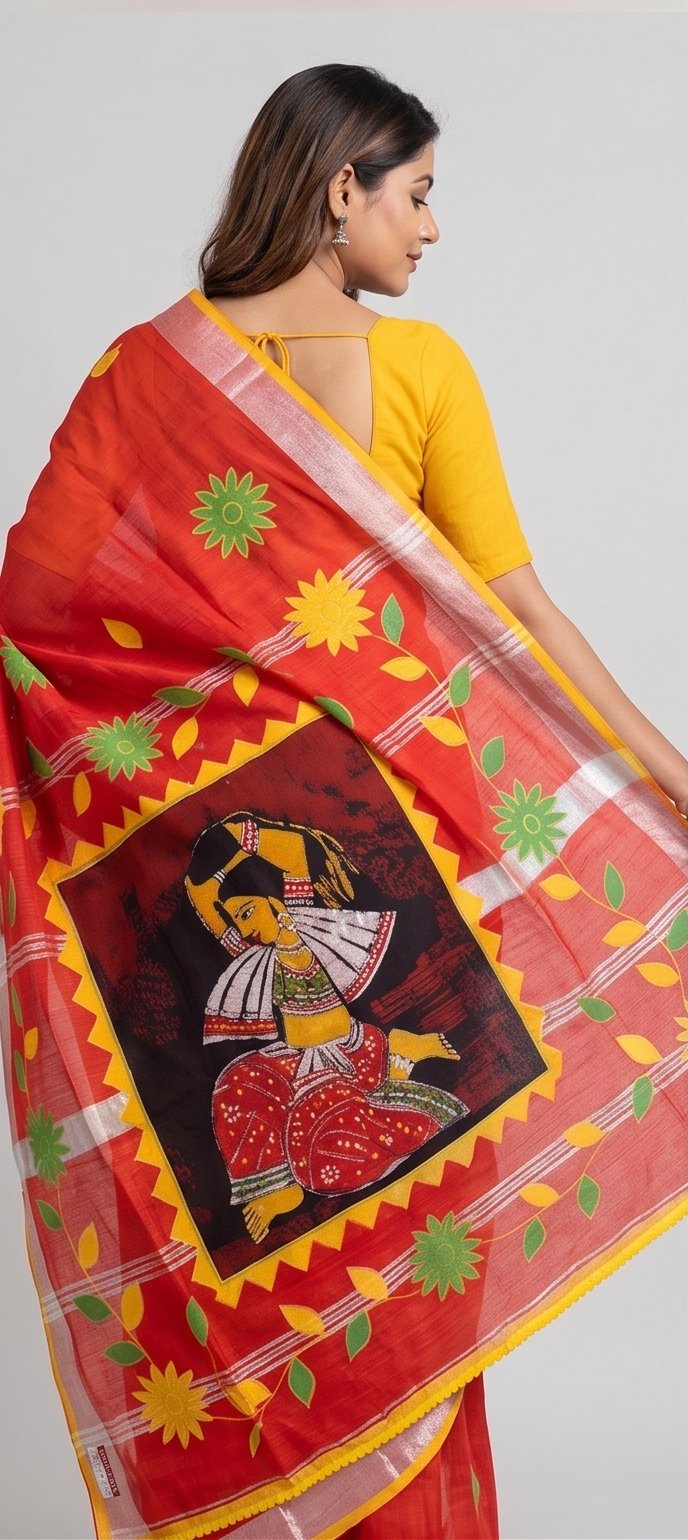 DESIGNER BATIK POSTER ON COTTON SAREE - View 29
