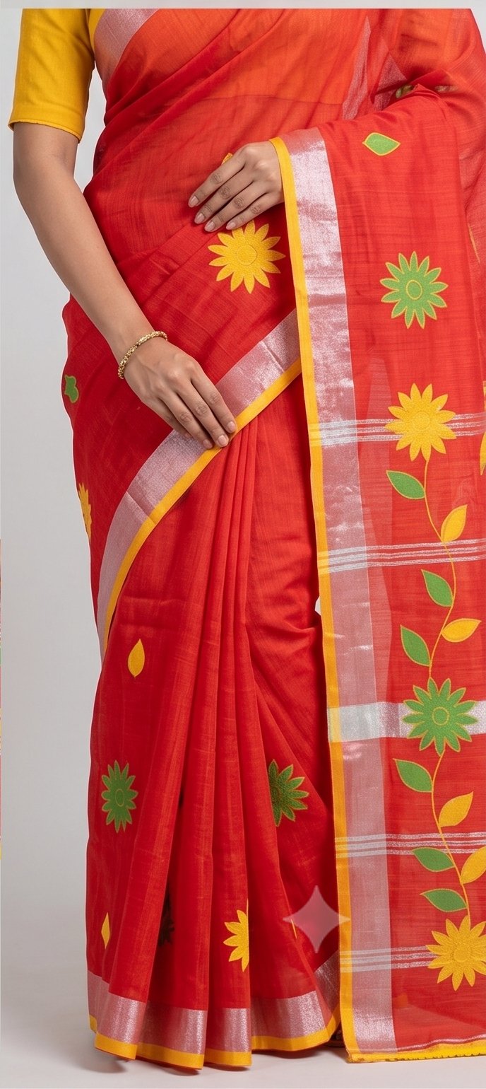 DESIGNER BATIK POSTER ON COTTON SAREE - View 30