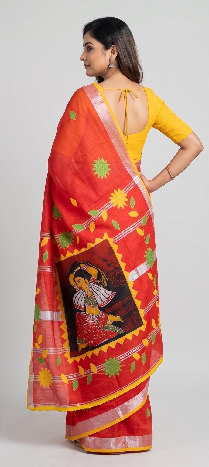 DESIGNER BATIK POSTER ON COTTON SAREE - View 32