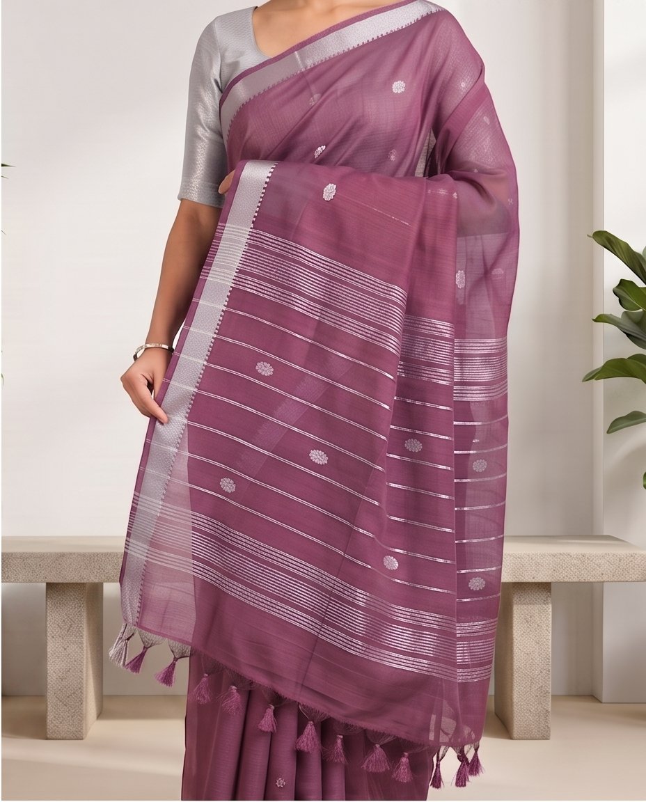 MANGALGIRI NIZAM ZARI BORDER ZARI BUTTA COTTON SAREE - View 14