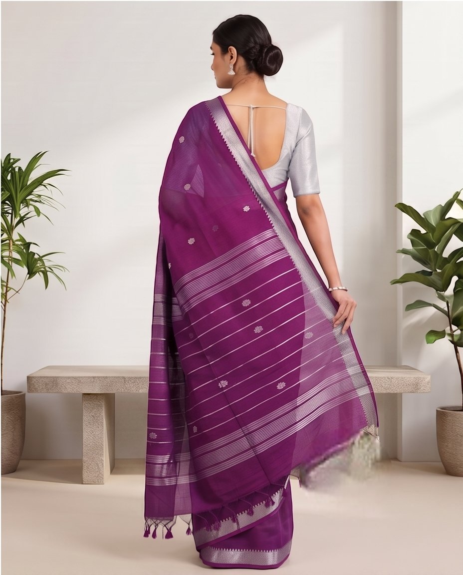 MANGALGIRI NIZAM ZARI BORDER ZARI BUTTA COTTON SAREE - View 19