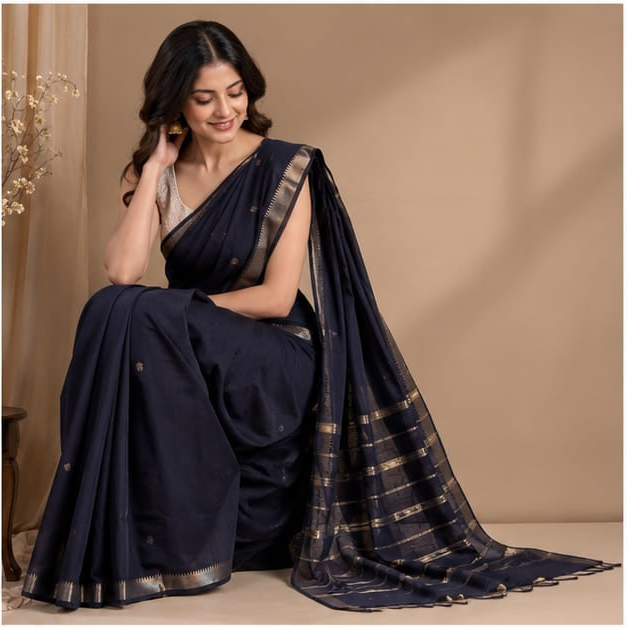 MANGALGIRI NIZAM ZARI BORDER ZARI BUTTA COTTON SAREE - View 22
