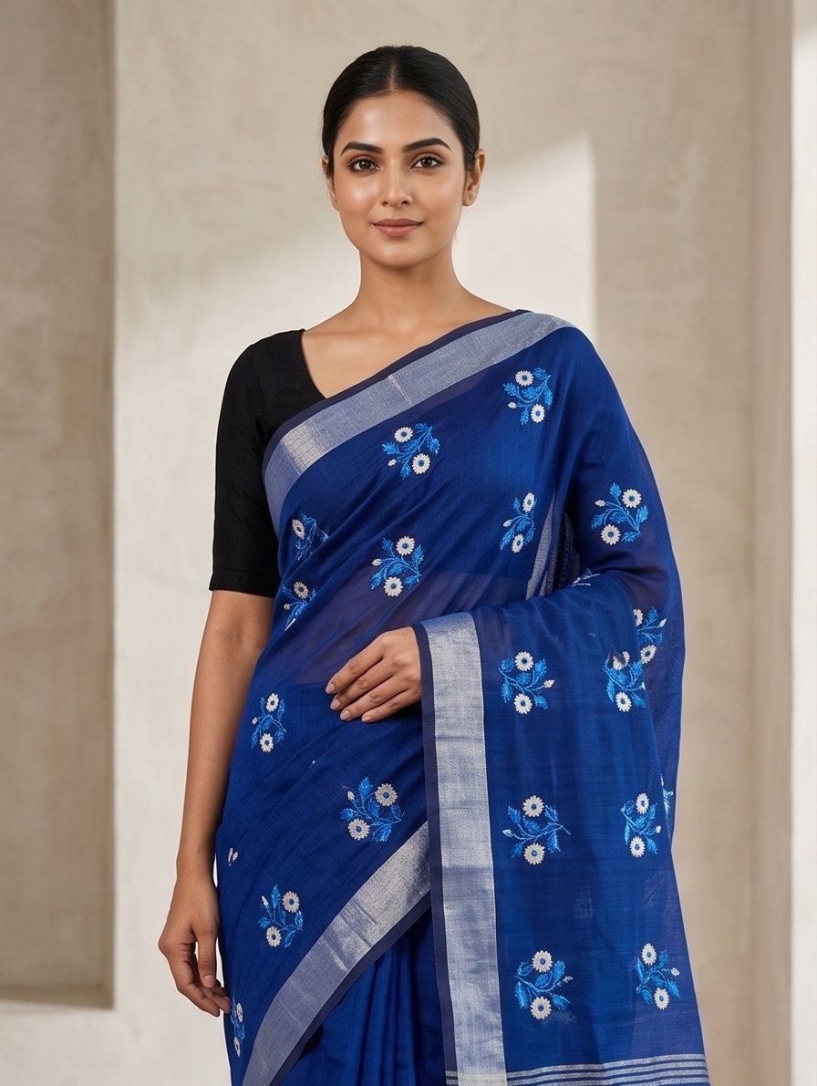 EMBROIDERY ON LINEN SAREE - View 2