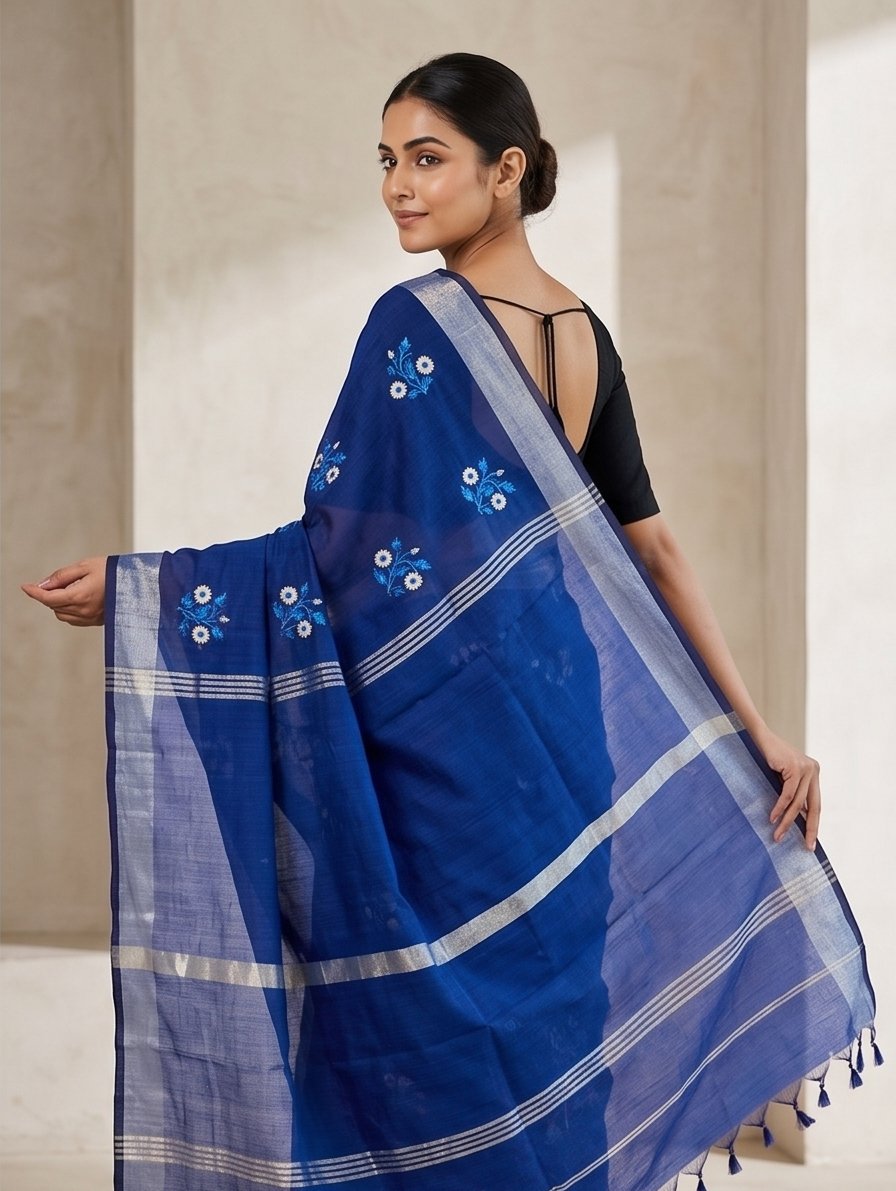 EMBROIDERY ON LINEN SAREE - View 3
