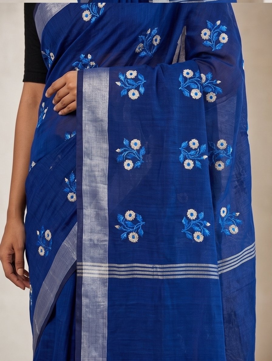 EMBROIDERY ON LINEN SAREE - View 4