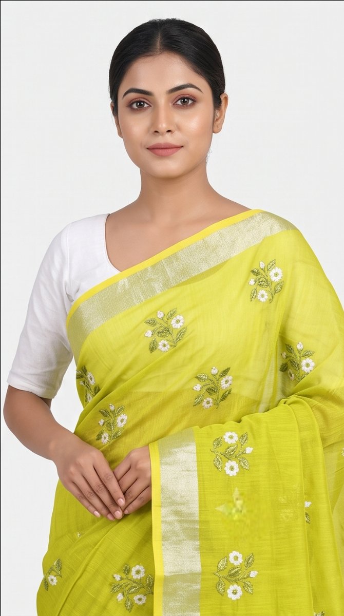 EMBROIDERY ON LINEN SAREE - View 22