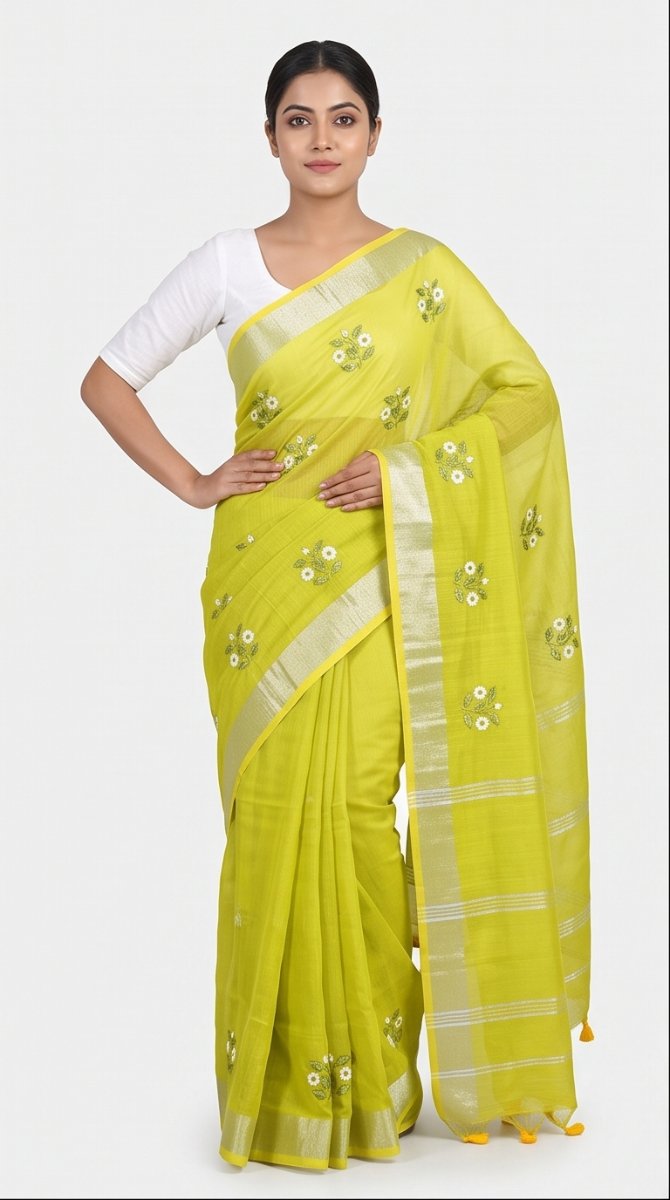 EMBROIDERY ON LINEN SAREE - View 23