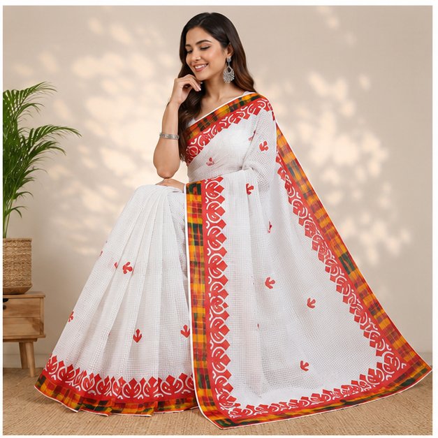 RESHAM KOTA GAMCHHA APPLICK SAREE