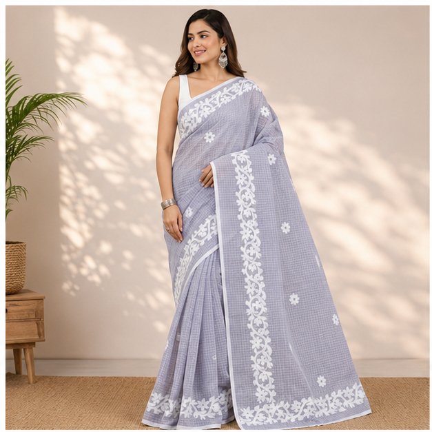 DHANIAKHALI TAANT APPLICK SAREE - View 3
