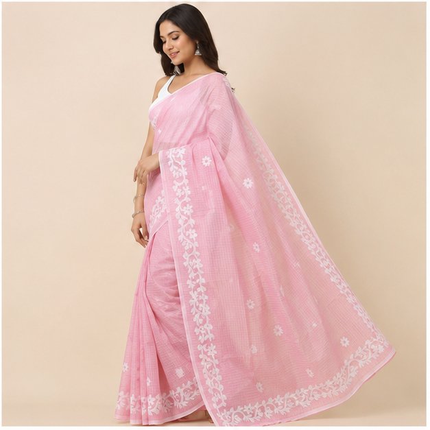 DHANIAKHALI TAANT APPLICK SAREE - View 5