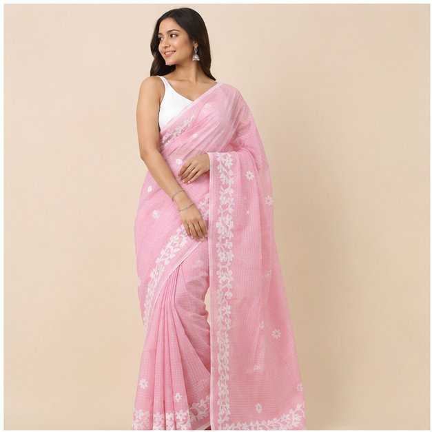 DHANIAKHALI TAANT APPLICK SAREE - View 6