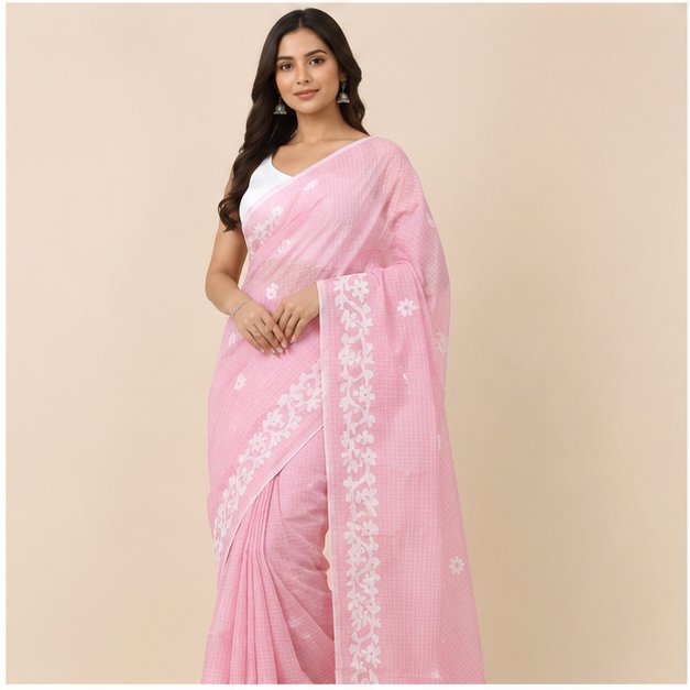DHANIAKHALI TAANT APPLICK SAREE - View 8