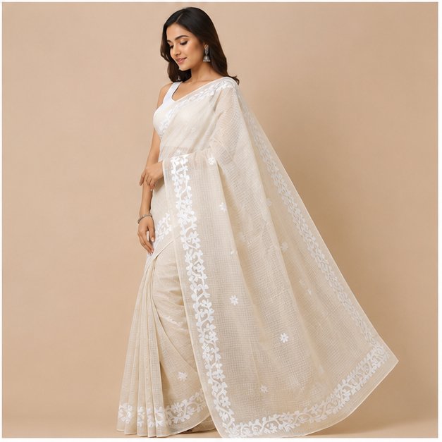 DHANIAKHALI TAANT APPLICK SAREE - View 10