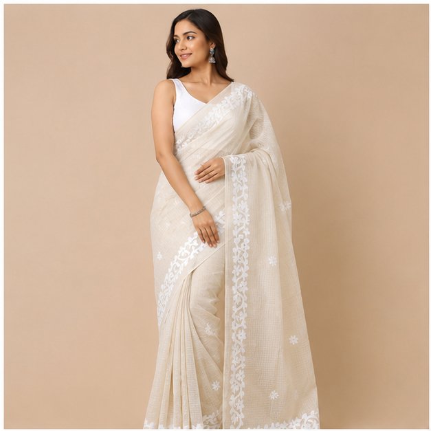 DHANIAKHALI TAANT APPLICK SAREE - View 11