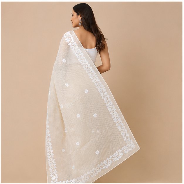 DHANIAKHALI TAANT APPLICK SAREE - View 12