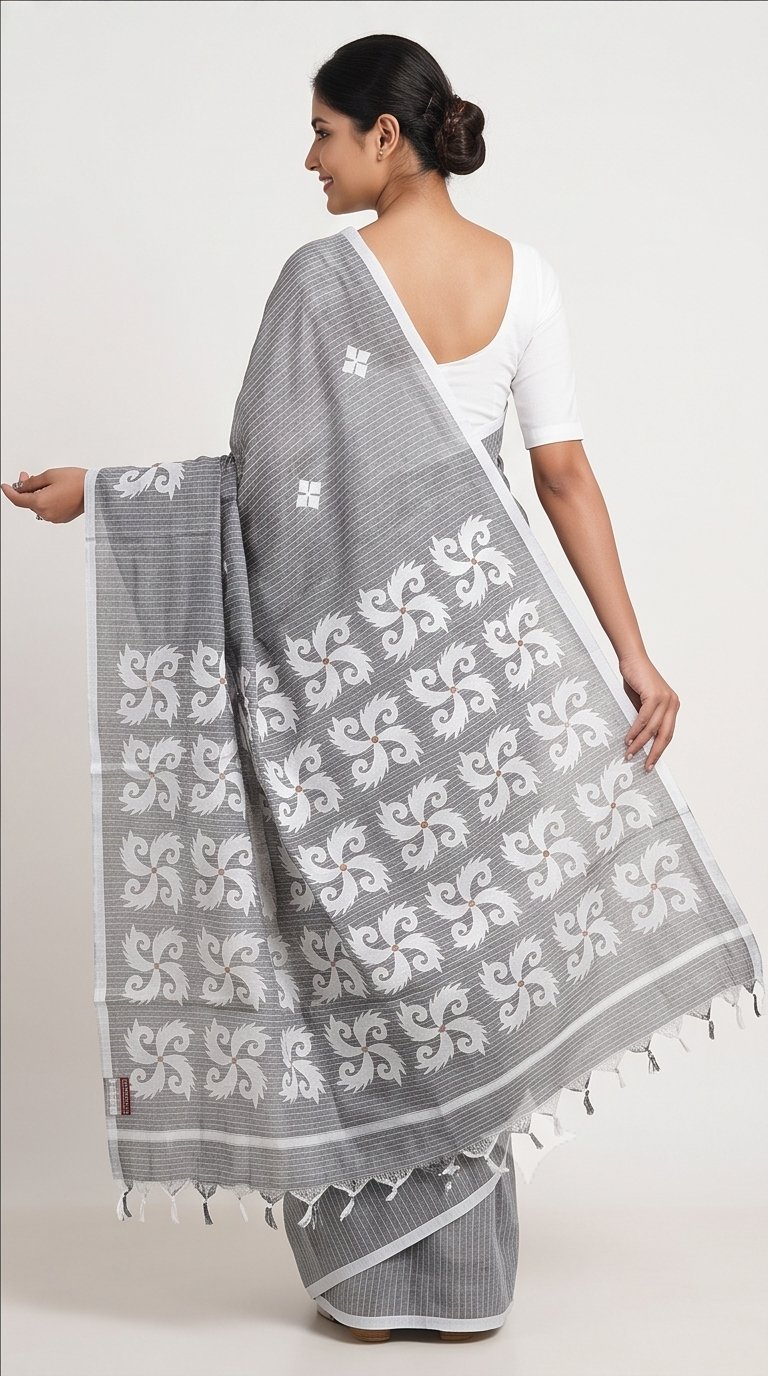 CUT WORK ON DHANIAKHALI SAREE - View 6