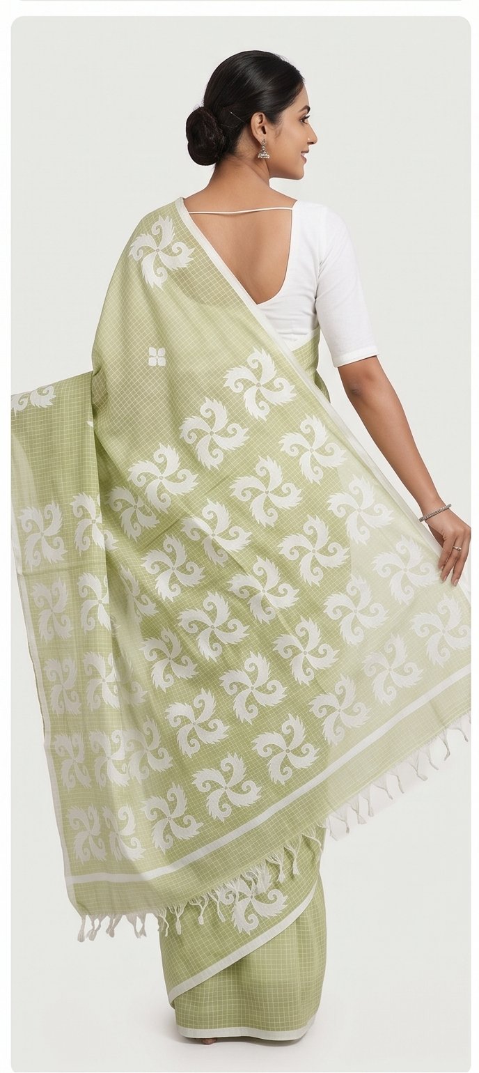 CUT WORK ON DHANIAKHALI SAREE - View 8