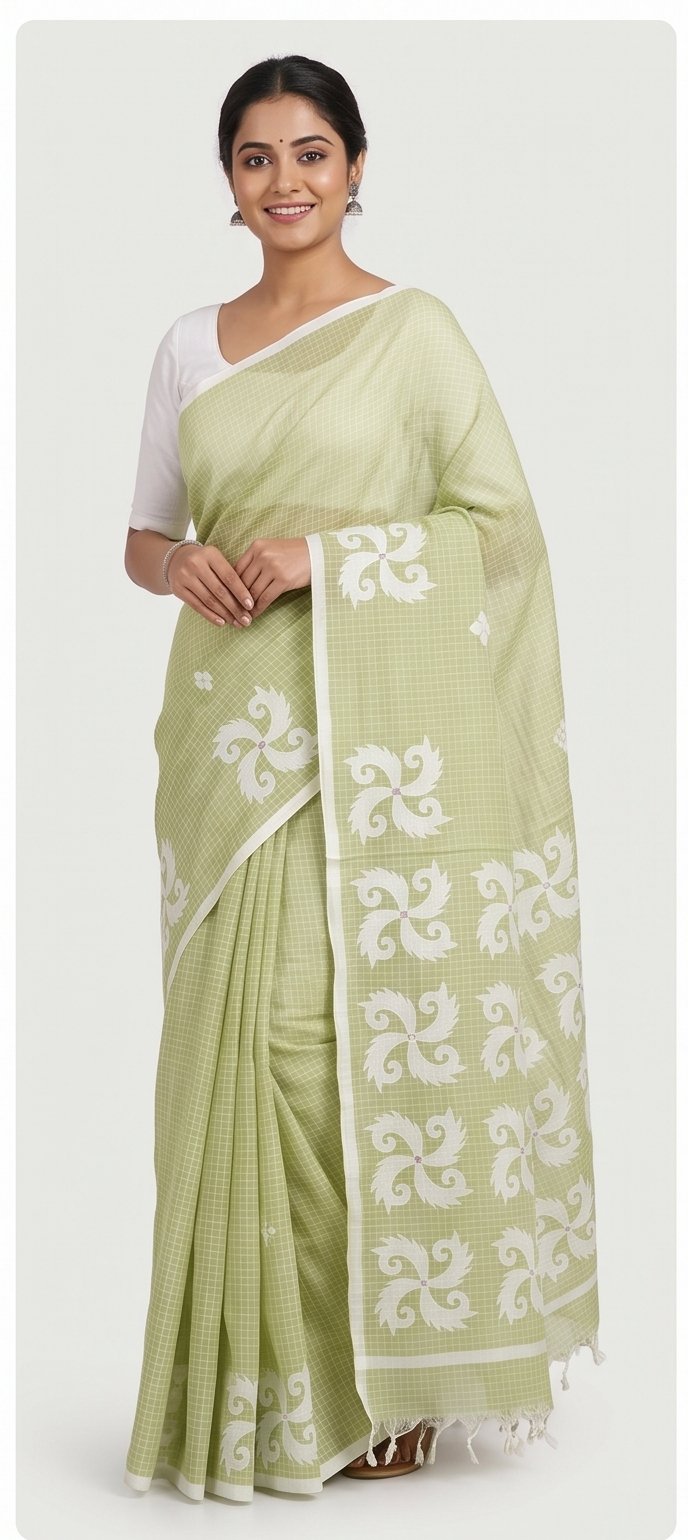 CUT WORK ON DHANIAKHALI SAREE - View 10